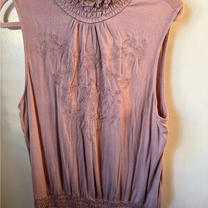 Cable & Gauge Dusty Pink Embroidered Tank Top